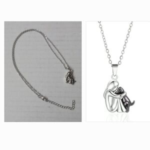 4/$40 New 3D Silver Girl & Gray Dog Necklace